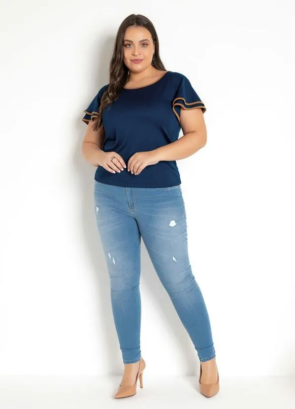Rosalie - Blusa Detalhe em CarameloMarinho 2