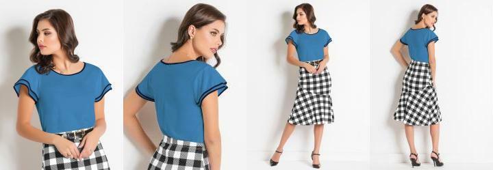 Blusa Detalhe em Marinho Azul