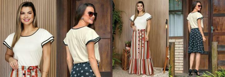 Blusa Detalhe em Preto Off White