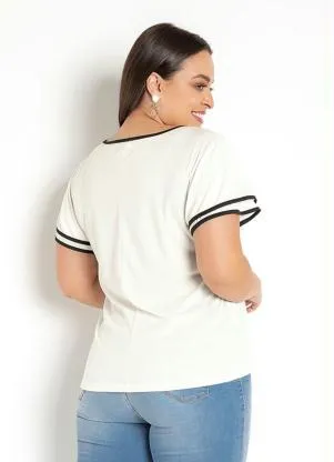 Rosalie - Blusa Detalhe em Preto Off White - ROSALIE