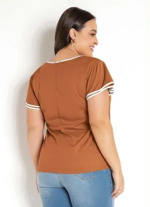 Rosalie - Blusa Detalhe Off White Caramelo - ROSALIE