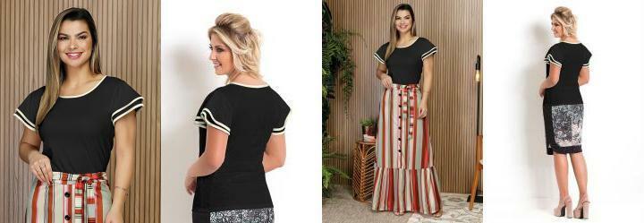 Blusa Detalhe Off White Preta