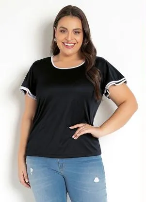 Rosalie - Blusa Detalhe Off White Preta - ROSALIE