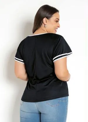 Rosalie - Blusa Detalhe Off White Preta - ROSALIE
