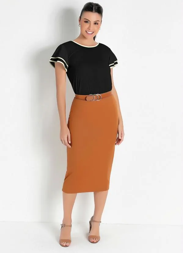 Rosalie - Blusa Detalhe Off White Preta 5