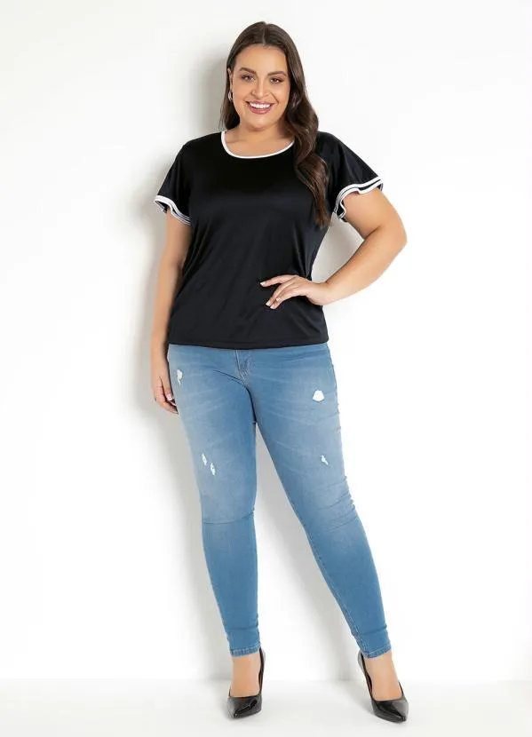 Rosalie - Blusa Detalhe Off White Preta 8