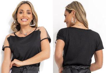 Blusa Detalhe Tule Preto