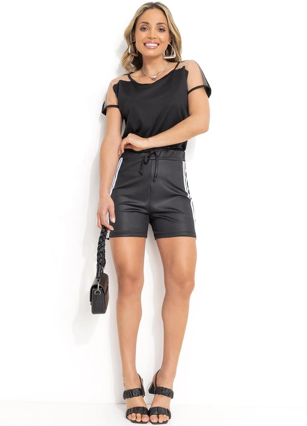 Moda Pop - Blusa Detalhe Tule Preto 10