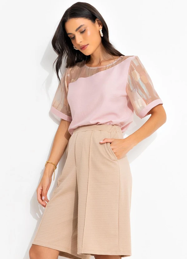 Quintess - Blusa Devorê Rosé em Chiffon 11