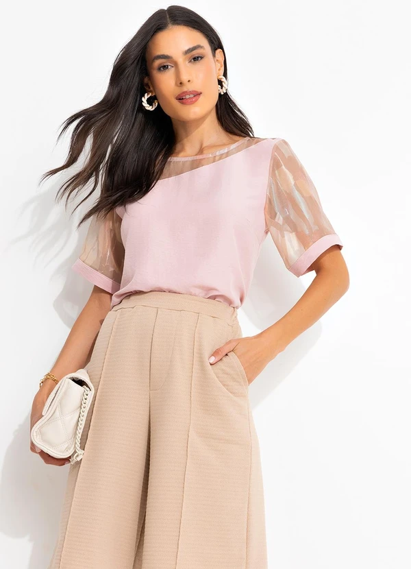 Quintess - Blusa Devorê Rosé em Chiffon 10