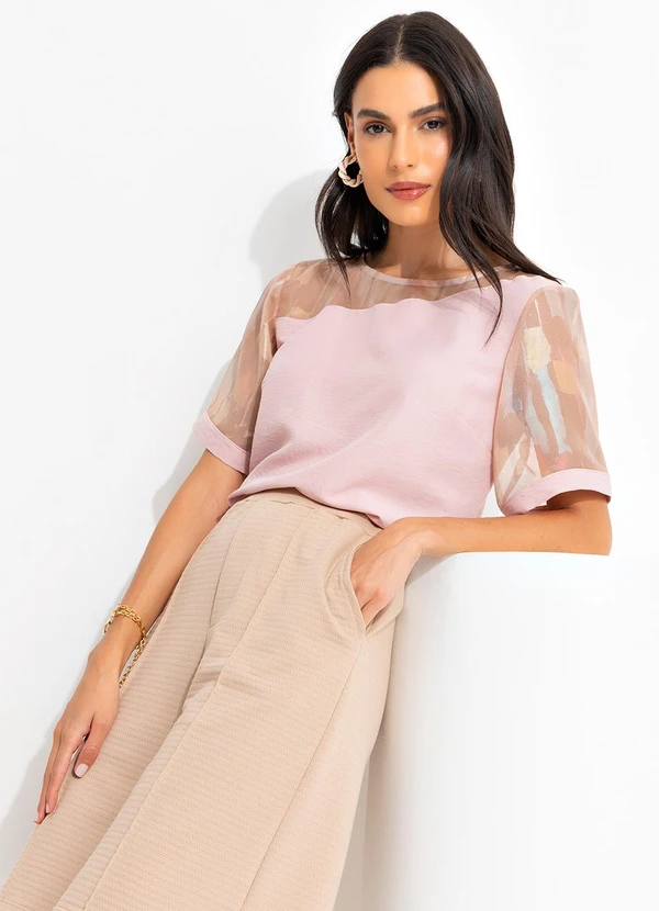 Quintess - Blusa Devorê Rosé em Chiffon 9
