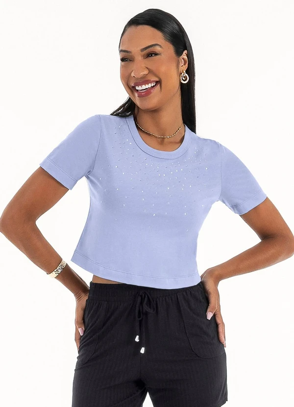 Habana - Blusa em Algodão Azul Claro