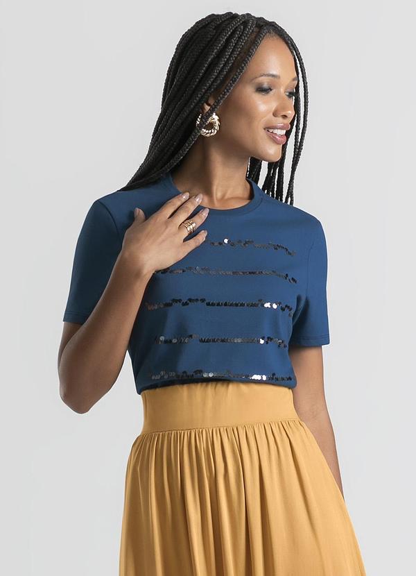 Cativa - Blusa em Algodão Azul Escuro