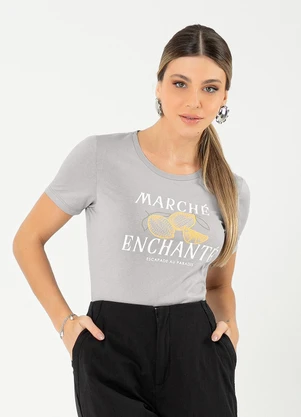 Cativa - Blusa em Algodão Cinza Claro - CATIVA