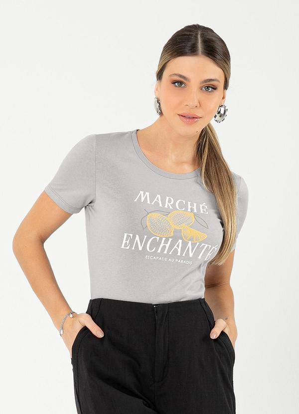 Cativa - Blusa em Algodão Cinza Claro