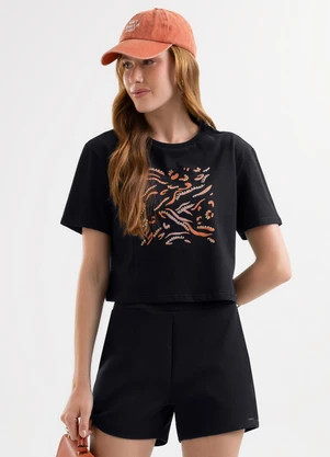 Cativa - Blusa em Algodão com Aplicação Decorativa Preto - CATIVA