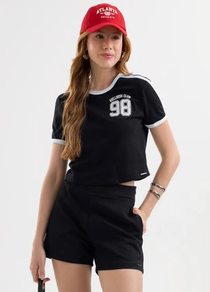 Cativa - Blusa em Algodão com Estampa Puff Preto - CATIVA