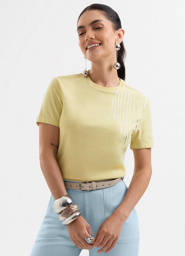 Cativa - Blusa em Algodão com Foil Amarelo