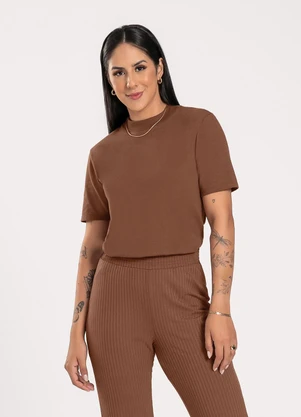 Cativa - Blusa em Algodão Marrom Escuro - CATIVA
