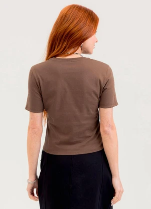 Cativa You - Blusa em Algodão  Marrom Escuro - CATIVA YOU