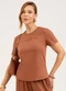 Cativa - Blusa em Algodão Amarelo Claro - variação: Marrom