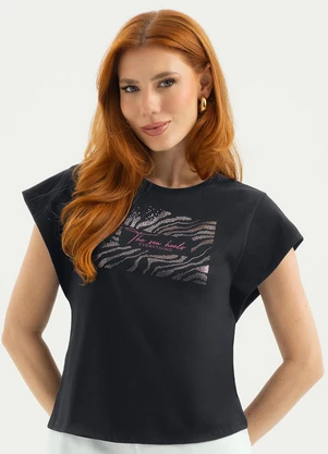 Cativa - Blusa em Algodão Preto - CATIVA