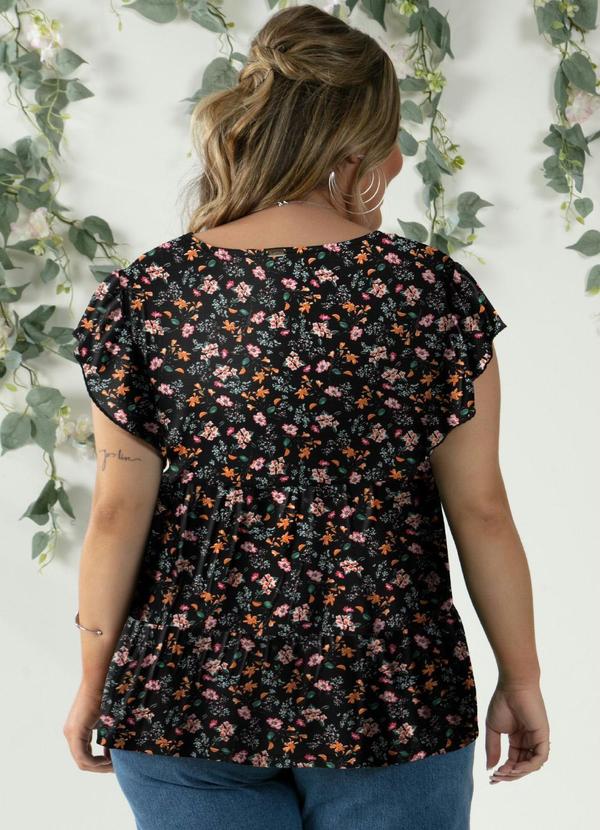 Quintess - Blusa em Camadas Mini Floral com Mangas Curtas 4