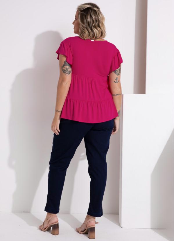Quintess - Blusa em Camadas Pink com Mangas Curtas 8