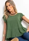 Quintess - Blusa em Camadas Verde com Mangas Curtas - variação: Verde