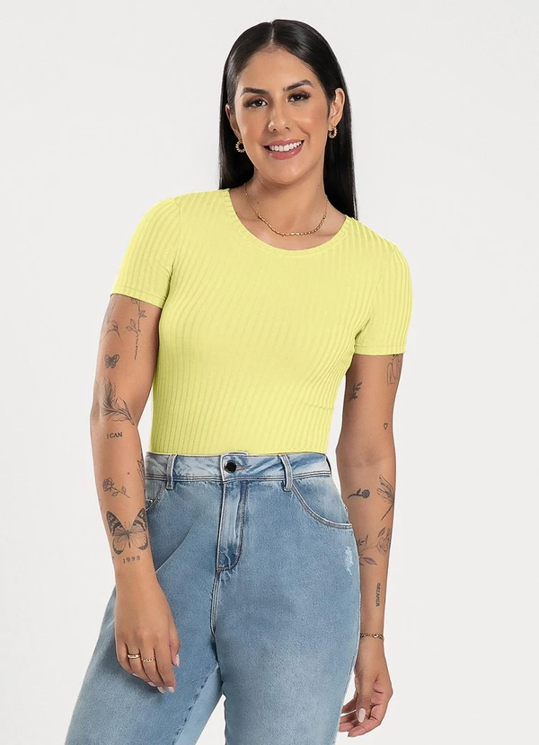 Cativa - Blusa em Canelado Amarelo Claro