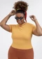 Habana - Blusa em Canelado Preto - variação: Amarelo Médio