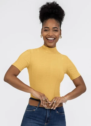 Habana - Blusa em Canelado Amarelo Médio - HABANA
