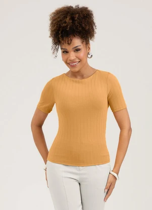 Cativa - Blusa em Canelado  Amarelo Médio - CATIVA