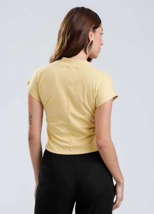 Gris - Blusa em Canelado Aveludado Amarelo Claro - GRIS