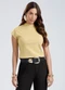 Gris - Blusa em Canelado Aveludado Preto - variação: Amarelo Claro