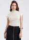 Gris - Blusa em Canelado Aveludado Preto - variação: Off White