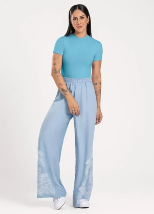 Cativa - Blusa em Canelado Azul Claro - CATIVA