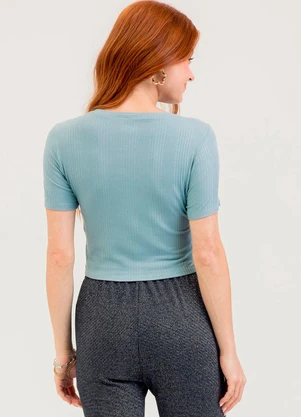 Cativa You - Blusa em Canelado  Azul Claro - CATIVA YOU
