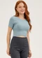 Cativa You - Blusa em Canelado  Marrom Escuro - variação: Azul Claro