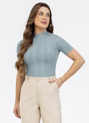 Habana - Blusa em Canelado Azul  - HABANA