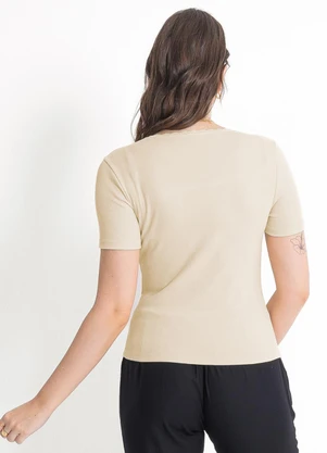 Habana - Blusa em Canelado  Bege - HABANA
