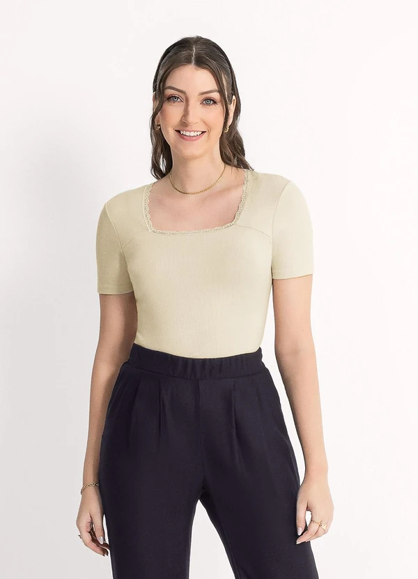 Habana - Blusa em Canelado Bege