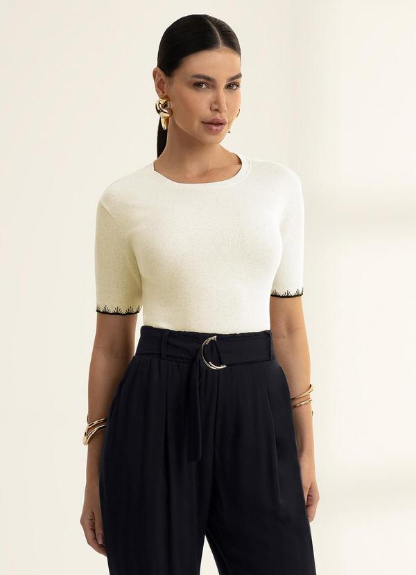 Gris - Blusa em Canelado Bege