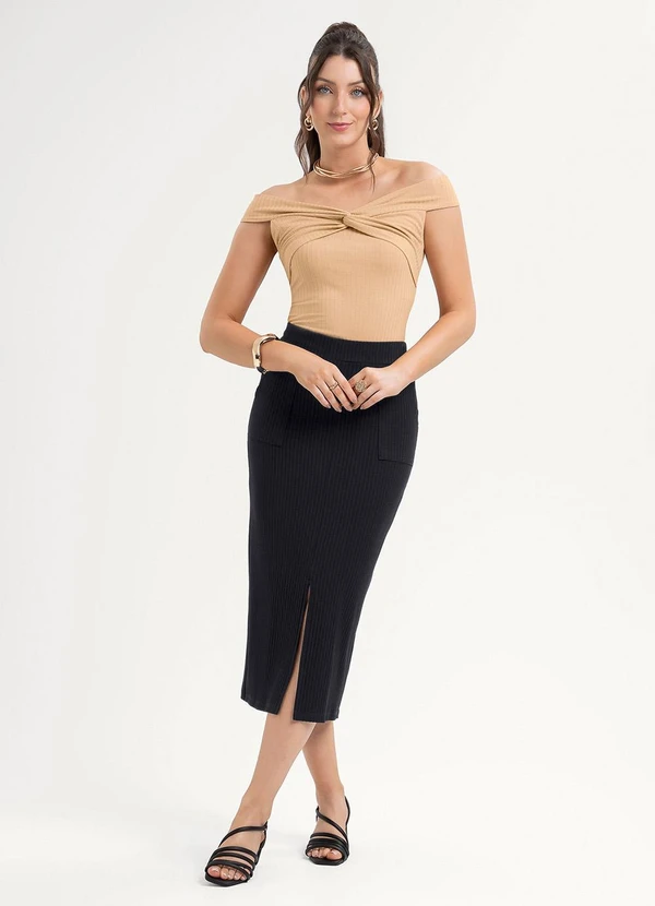 Habana - Blusa em Canelado Bege 3