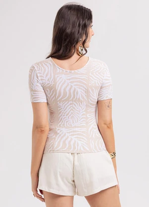 Habana - Blusa em Canelado Bege - HABANA