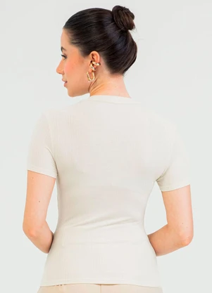 Cativa - Blusa em Canelado Bege - CATIVA