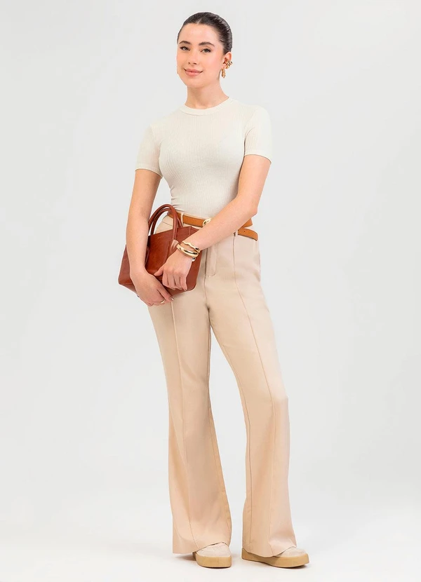 Cativa - Blusa em Canelado Bege 3