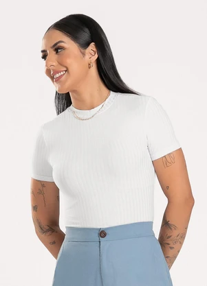 Cativa - Blusa em Canelado Branco - CATIVA