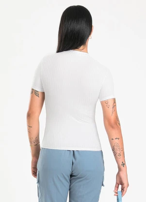 Cativa - Blusa em Canelado Branco - CATIVA