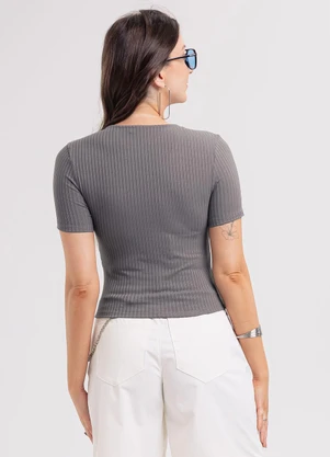 Habana - Blusa em Canelado  Cinza - HABANA